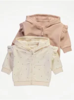 Spotty Frill Zip Up Hoodies 2 Pack