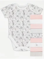 Swan Heart Print Short Sleeve Bodysuits 10 Pack