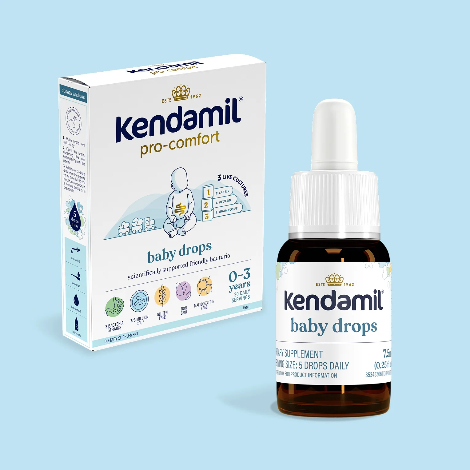 BABYDROPS2 Kendamil Pro Comfort Baby Drops / Кендамил Пробиотични капки 7, 5 мл - Image 1