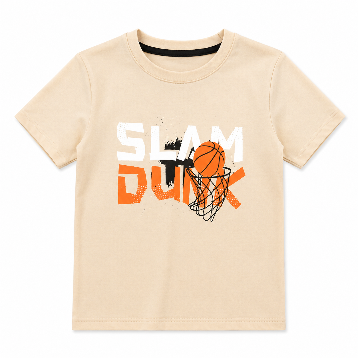 ChatGPT Image Jun 22, 2026, 11_39_47 AM Детска тениска „Slam Dunk Basketball“ – бежова спортна блуза за момче - Image 1