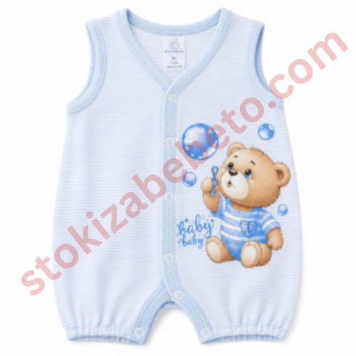Untitled design - 2026-09-03T165320.548 Бебешки гащеризон потник „Sweet Bear Bubbles“ – светлосин ромпер с меченце - Image 1