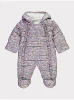 Бебешки зимен космонавт с качулка и флорален принт