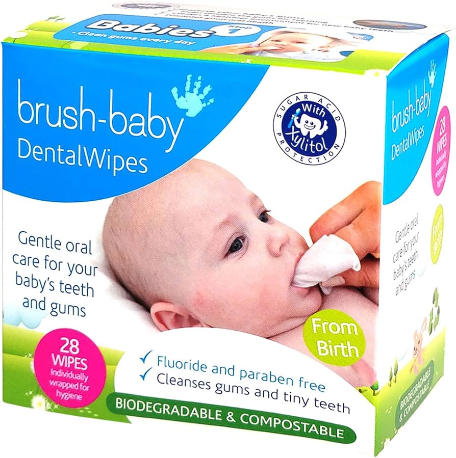 71X-yXlgomL._AC_UF894,1000_QL80_ Brush Baby бебешки кърпички за венци и зъби, 28 бр - Image 1